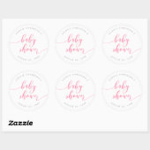 Sticker Rond Baby shower de script de relaxation rose (Feuille)