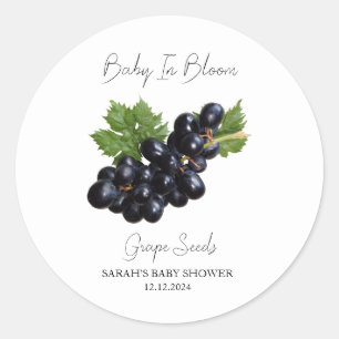 Sticker Rond Baby shower de semences de raisins de fleurs de bé