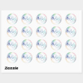 Sticker Rond Baby shower de sirène sous le pastel marin (Feuille)