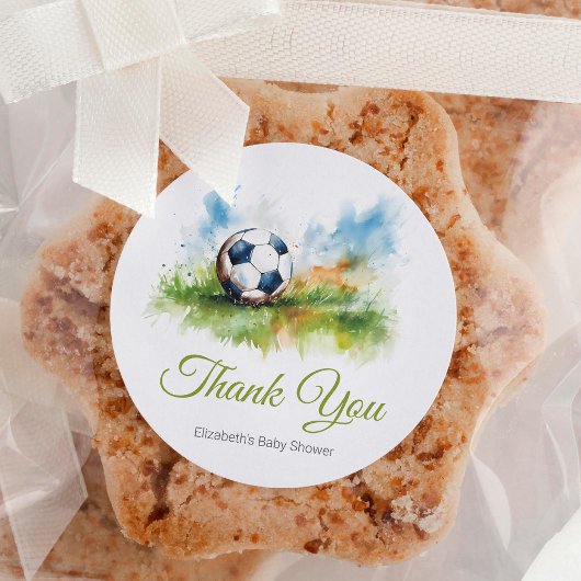 Sticker Rond Baby shower de soccer aquarelle