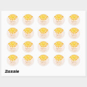Sticker Rond Baby shower de soleil jaune Boho (Feuille)