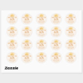 Sticker Rond Baby shower de soleil jaune Boho (Feuille)