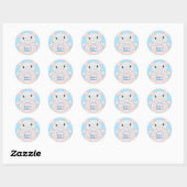 Sticker Rond Baby shower de souris bleu (Feuille)