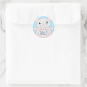 Sticker Rond Baby shower de souris bleu (Sac)