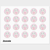 Sticker Rond Baby shower de souris rose (Feuille)