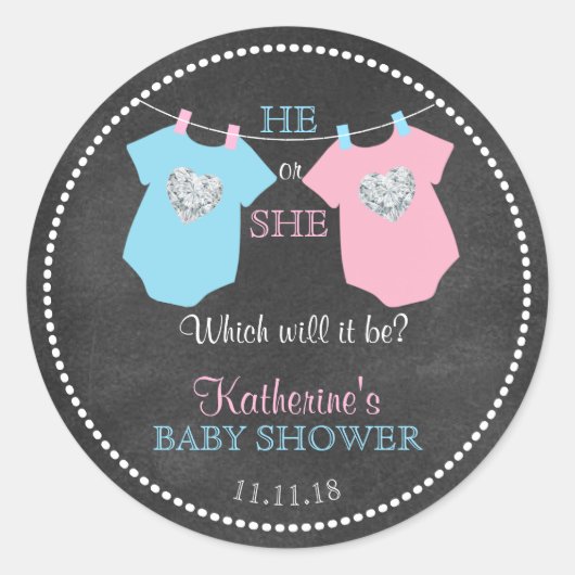 Sticker Rond Baby shower de tableau de bord de la révélation de (Devant)