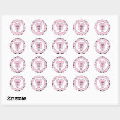 Sticker Rond Baby shower de tenue pour bébé rose Zebra (Feuille)