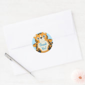 Sticker Rond Baby shower de tigre bleu (Enveloppe)