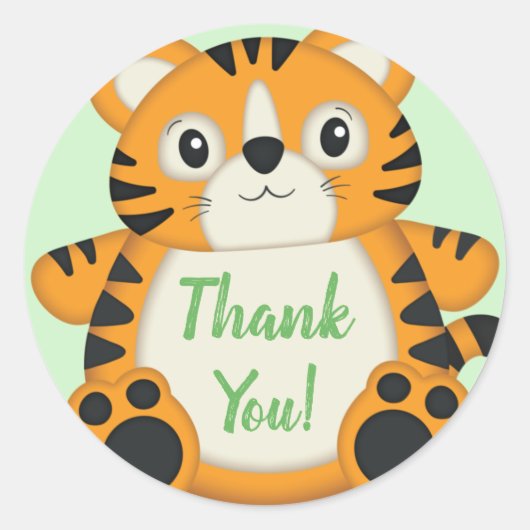 Sticker Rond Baby shower de tigre vert (Devant)