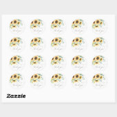 Sticker Rond Baby shower de tournesol aquarelle (Feuille)