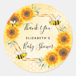 Sticker Rond Baby shower de tournesol de nid d'abeille