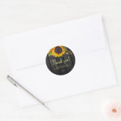 Sticker Rond Baby shower de tournesol en bois rustique merci (Enveloppe)