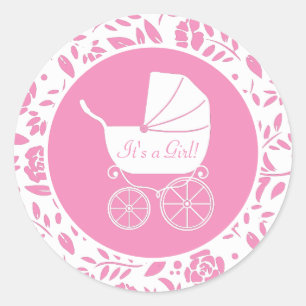Sticker Rond Baby shower de transport vintage