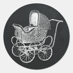 Sticker Rond Baby shower de transport vintage pour bébé Chalkbo