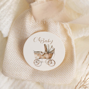 Sticker Rond Baby shower de transport Vintage pour bébés Boho