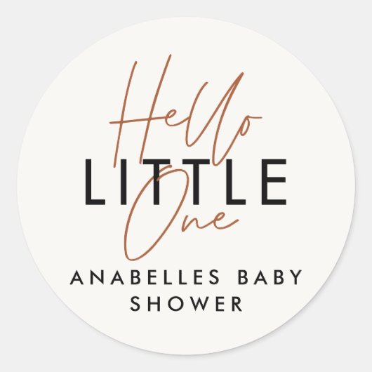 Sticker Rond Baby shower de typographie moderne bonjour petit u (Devant)