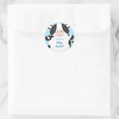 Sticker Rond Baby shower de vache bleu (Sac)