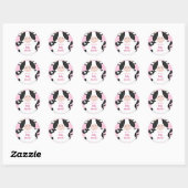 Sticker Rond Baby shower de vache rose (Feuille)