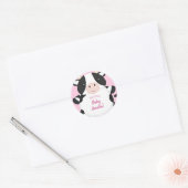 Sticker Rond Baby shower de vache rose (Enveloppe)