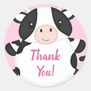 Sticker Rond Baby shower de vache rose