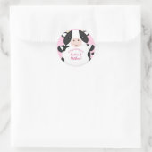 Sticker Rond Baby shower de vache rose (Sac)