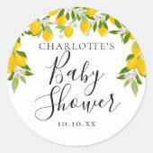 Sticker Rond Baby shower de verdure aux citrons en fleurs (Devant)