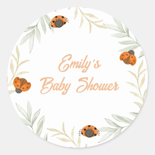 Sticker Rond Baby shower de verdure de l'automne rustique Ladyb (Devant)
