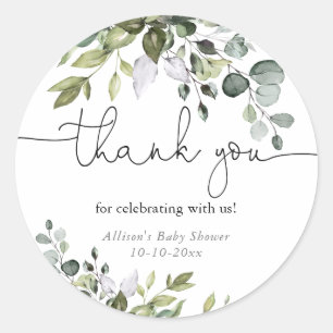 Sticker Rond Baby shower de verdure douce neutre pour les homme