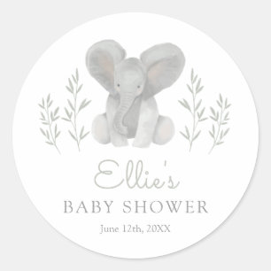Sticker Rond Baby shower de verdure éléphant