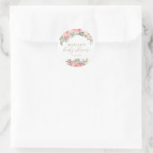 Sticker Rond Baby shower de verdure fleurie rose vif (Sac)