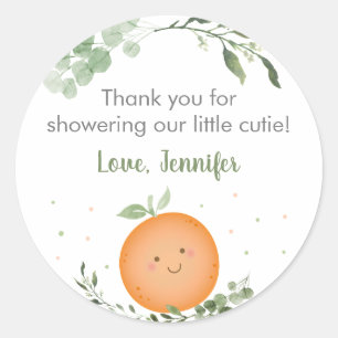 Sticker Rond Baby shower de verdure Little Cutie Merci