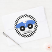 Sticker Rond Baby shower de voiture Blue Race (Enveloppe)