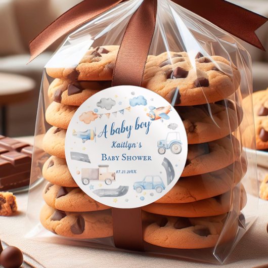 Sticker Rond Baby shower de voitures de transport pour bébé gar