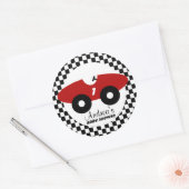 Sticker Rond Baby shower de voitures Red Race (Enveloppe)