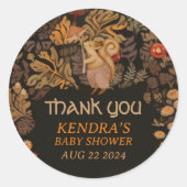 Sticker Rond Baby shower d'écureuil de champignon (Devant)