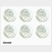 Sticker Rond Baby shower d'éléphant floral vert Sage (Feuille)