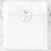 Sticker Rond Baby shower d'éléphant rose, gris blanc (Sac)