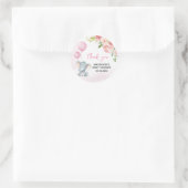 Sticker Rond Baby shower d'éléphant rose vif (Sac)