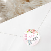 Sticker Rond Baby shower d'éléphant rose vif