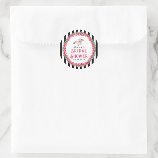 Sticker Rond Baby Shower Derby Mariage (Sac)