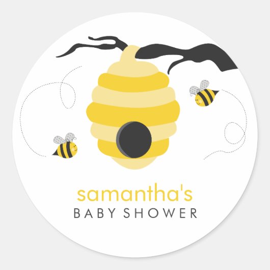Sticker Rond Baby shower des abeilles (Devant)