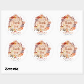 Sticker Rond Baby shower des animaux de bois citrouilles Merci (Feuille)