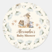 Sticker Rond Baby shower des animaux de ferme (Devant)