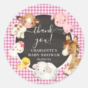 Sticker Rond Baby shower des animaux de ferme