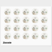 Sticker Rond Baby shower des animaux de petite ferme (Feuille)