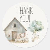 Sticker Rond Baby shower des animaux de petite ferme (Devant)
