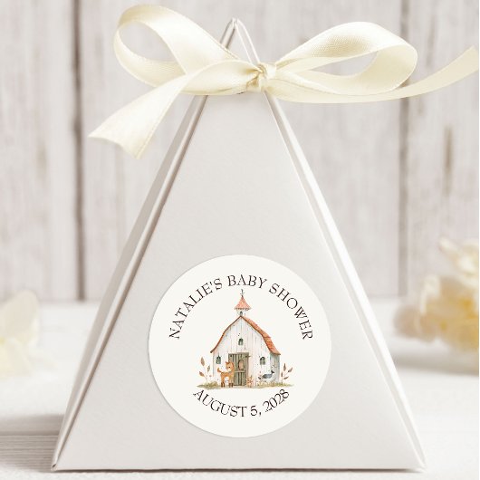 Sticker Rond Baby shower des animaux de petite ferme