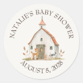 Sticker Rond Baby shower des animaux de petite ferme (Devant)