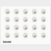 Sticker Rond Baby shower des animaux des bois (Feuille)