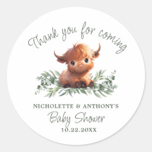 STICKER ROND BABY SHOWER DES COUPLES MODERNES DE HOW HIGHLAND